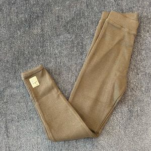 Khaki ribbed leggings